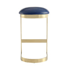 Manhattan Comfort - Aura tabouret de bar moderne 42 cm en similicuir bleu et laiton poli-Livré chez vous entièrement assemblé ! Aucun assemblage requis