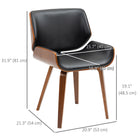 HOMCOM - Chaises de salle à manger en cuir PU pour cuisine - noir - ensemble de 2-Pieds en bois massif offrant un soutien pour une stabilité optimale