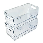 Azar Small Stackable Plastic Wide Pantry Storage Bin - 5" x 12.87"x 5.5" - Clear - 4 Pack-Clear construction with built-in handles