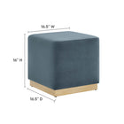 Modway Tilden 17" Square Performance Velvet Upholstered Ottoman - Cadet Blue/Natural-Stain-Resistant Fabric