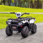 Aosom Kids 12V Battery Powered Ride-on ATV with Music, LED Lights and Treaded Tires - White-Textured wheels for improved traction 