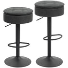 HOMCOM Swivel Bar Stools with Storage and Footrest - Black - 2 Pack-Features a thick high-density foam cushion for superior comfort and support

