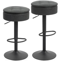 HOMCOM Swivel Bar Stools with Storage and Footrest - Black - 2 Pack-Features a thick high-density foam cushion for superior comfort and support
