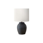 Monarch Specialties 17" H Table Lamp - Black Resin / Ivory / Cream Shade-Complete your decor with this 17"h table lamp in a chic black resin, with a textured finish base in a ribbed design, perfect for accentuating any nightstand, end or side table, or office environment