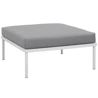 Modway Harmony Outdoor Patio Aluminum Ottoman - White/Grey-All-Weather Canvas Fabric