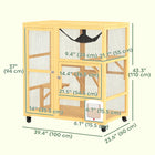 PawHut - Maison pour chat en bois pour chats d’intérieur avec chatière, plateformes et hamac-Conception ouverte sur le dessus pour une interaction facile avec vos animaux 