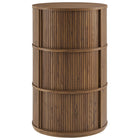 Modway Clement Round Pedestal Stand Storage Table With Sliding Tambour Doors - Walnut-8