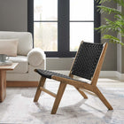 Modway - Saoirse Fauteuil d’accent en bois de corde tressée - Noir noyer-Siège légèrement incliné