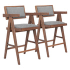 Zuo Delhi Counter Stool - Grey/Walnut - Set of 2-Armrest support