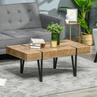 HOMCOM - Table basse rustique avec pieds en acier - finition bois naturel-Fabriqué en panneau MDF avec des pieds en métal pour une grande stabilité
