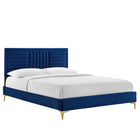 Modway Sofia Channel Tufted Performance Velvet Twin Platform Bed - Navy-Stain-Resistant Performance Velvet