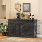 HOMCOM 55.1" L Sideboard Buffet Cabinet with Charging Station - Black Wood Grain-Strong 1"/2.5 cm top and pedestal base support up to 190 lb./86 kg, with anti-tipping kits for added safety