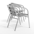 Flash Furniture Heavy Duty Commercial Aluminum Indoor-Outdoor Restaurant Stack Chair with Triple Slat Back-Integrated Arms
