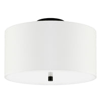 Hudson&Canal - Plafonnier encastré Ellis 16 po avec abat-jour en tissu - Noir mat/blanc-Design moderne et contemporain pour votre entrée, votre foyer ou votre cuisine