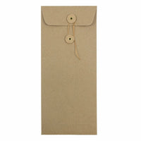 JAM Paper #10 Policy Envelopes with Button and String Tie Closure, 4 1/8 x 9.5, Brown Kraft Paper Bag, 25 Pack (41266941)-Brown