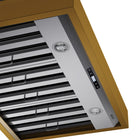 KUCHT KRH36SG 36" 900 CFM Wall Mounted Range Hood - Stainless Steel/Gold-Equipped with two 1.5 Watt LED lights, this seamless design pro-style range hood will give you better visibility while cooking and enhance the look of your pro-style Kucht range