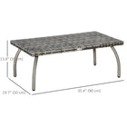 Outsunny - Table basse en rotin 35,4 po L x 19,7 po l, gris-Structure en acier robuste offrant solidité et durabilité au mobilier  