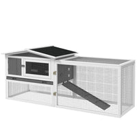 PawHut Outdoor Wooden Rabbit Hutch - Grey-Suitable for rabbits, tortoises, bunnies, guinea pigs, ferrets, and similar sized animals 