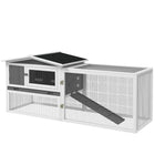 PawHut - Clapier en bois pour lapin, clapier extérieur, maison pour cochon d’Inde, gris-Convient aux lapins, tortues, lapereaux, cochons d’Inde, furets et animaux de taille similaire 