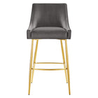 Modway Discern Performance Velvet Bar Stool - Gray-Non-Marking Foot Pads