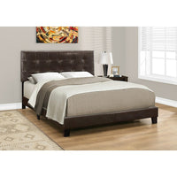 Monarch Specialties - 5922Q Lit Queen - Simili-Cuir Brun Fonce-1