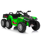 KIDS ON WHEELZ 24V 6-Wheel Kids' Ride-On ATV Tractor with Remote Control - Green-6-wheel design for enhanced stability 