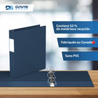 Davis Group Super économie, Reliure à anneaux en “D” inclinés 1.5 po, paquet de 6 – Bleu Marine-Polypropylène sans PVC