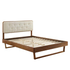 Modway Bridgette Wood Full Platform Bed with Angular Frame - Walnut Beige-Full Platform Bed Frame