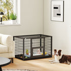 PawHut - Cage pour chien robuste 37 po, chenil pour chien en métal avec plateau amovible-Portes verrouillables sécurisées empêchent les évasions lors de l’utilisation quotidienne 
