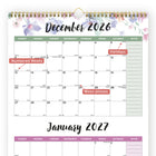 Blueline 2027 14-Month Passion 3-Month View Wall Calendar - 12-1/4" x 27"-Gold twin-wire binding with eyelet hanger construction