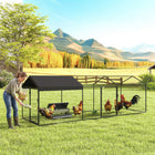PawHut Metal Chicken Coop - Chicken Run with Waterproof & Anti-UV Cover-A waterproof and UV-resistant cover provides all-weather protection for animals