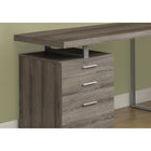 Monarch Specialties 7326 48" Computer Desk - Dark Taupe Left Or Right Facing-Stay organized with closed storage drawers and a convenient file drawer with hanging bars, ideal for storing  important documents and office essentials.