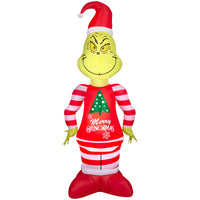 GEMMY - Grinch de Noël gonflable en pyjama-S'illumine grâce à une lumière LED brillante et économe en énergie