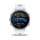 Garmin - Forerunner 170 - Whitestone avec bracelet Whitestone/Cloud Blue-Obtenez des plans d'entraînement personnalisés incluant désormais des séances de course-marche qui s'adaptent de façon dynamique après chaque séance selon vos performances et votre récupération