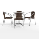 Flash Furniture – Table carrée de 23,5 po en aluminium avec 4 sièges en rotin, intérieur/extérieur (TLH24SQ020CHR4)-Garantie de 2 ans sur les pièces