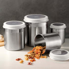 Tramontina Canister Set - White Lids - 4 Piece Set-Premium 18/10 stainless steel