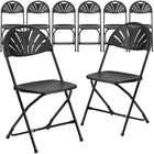 Flash Furniture 8 pièces Chaise pliante de la série HERCULES en plastique noir à dossier Fan, avec une capacité de 650 lb.-Ensemble de 8 chaises pliantes en plastique noir