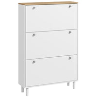 HOMCOM Shoe Cabinet with 3 Flip Drawers for 24 Pairs - White-Three flip drawers hold up to 24 pairs of CA 10 shoes