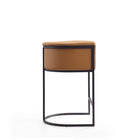 Manhattan Comfort - Cosmopolitan tabouret de comptoir moderne du milieu du siècle de 23,7 po en similicuir camel et noir, lot de 2-Hauteur du siège : 25,5 po