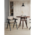 Manhattan Comfort Hamlet 19.67" Industry Chic Dining Arm Chair - Black and Natural Cane - Set of 2-Fine Natural Cane Made from Authentic Wooden Rattan