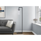 Monarch Specialties - 9656 68"H Lampadaire - Métal Noir/Abat-Jour En Verre-Parfaite pour le salon, la chambre ou le bureau, cette lampe décorative illumine tout en servant de pièce d'accent chic