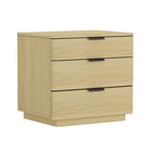 Manhattan Comfort Payton 26" Modern Nightstand - Natural Oak/Black-Pedestal Base For Easy Cleaning and a Modern Touch