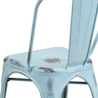 Flash Furniture – Chaise empilable en métal vieilli pour l’intérieur, bleu onirique (ET3534DB)-Trous de drainage dans le siège