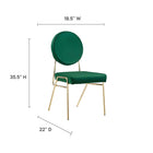 Modway Craft Performance Velvet Dining Side Chair - Gold/Green-Performance Velvet Upholstery