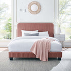 Modway Celine Channel Tufted Performance Velvet Queen Platform Bed - Dusty Rose-Solid Wood Legs