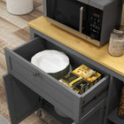 HOMCOM - Armoire de cuisine 71 po avec étagères réglables et porte en verre - gris-Surface peinte, robuste et facile à nettoyer 