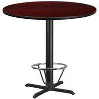 Flash Furniture Dessus de table rond de 42 po en stratifié d’acajou avec anneau de pied-Table d'hospitalité à hauteur de bar