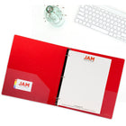 JAM Paper Plastic 1" 3-Ring Binder - Red-This document holder is a staple for all of your projects, assignments, memos, school work, and any other important documents that need to be kept safe.