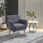 HOMCOM Mid-Century Modern Accent Chair with Wood Frame - Thick Padding for Living Room - Light Grey-Suitable for small spaces like apartments, home offices, living rooms  
