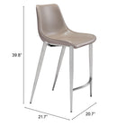 Zuo Magnus Counter Stool - Brown/Silver - Set of 2-7